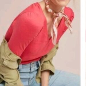 Anthropologie Meadow Rue Bow-Back Tee Small NWOT